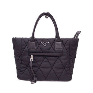 PRADA Quilted Tote Shoulder Bag Black